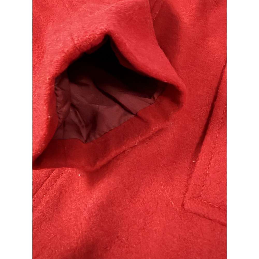 Old Navy Women's Wool Blend Double Breasted Pea Coat Button Front Pockets Red L - Picture 6 of 8